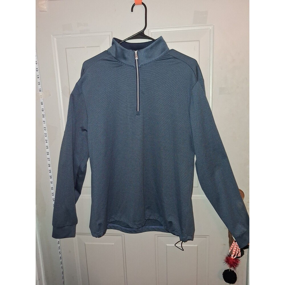 Greg Norman TPC Scottsdale Quarter Zip Pullover Blue Textured Golf Mens Sz Large